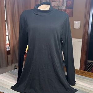 J. Jill Perfect Pima Women's Black Long-Sleeve Mock Neck Tee